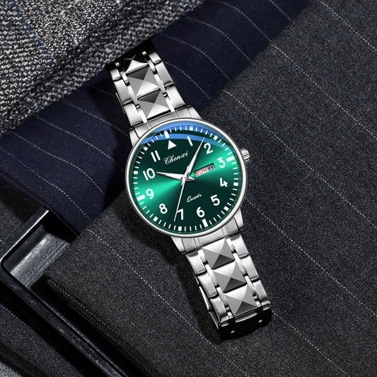 CHENXI 602 New Quartz Watch for Man Stainless Steel Waterproof Luminous Calendar Business Men's Watches
