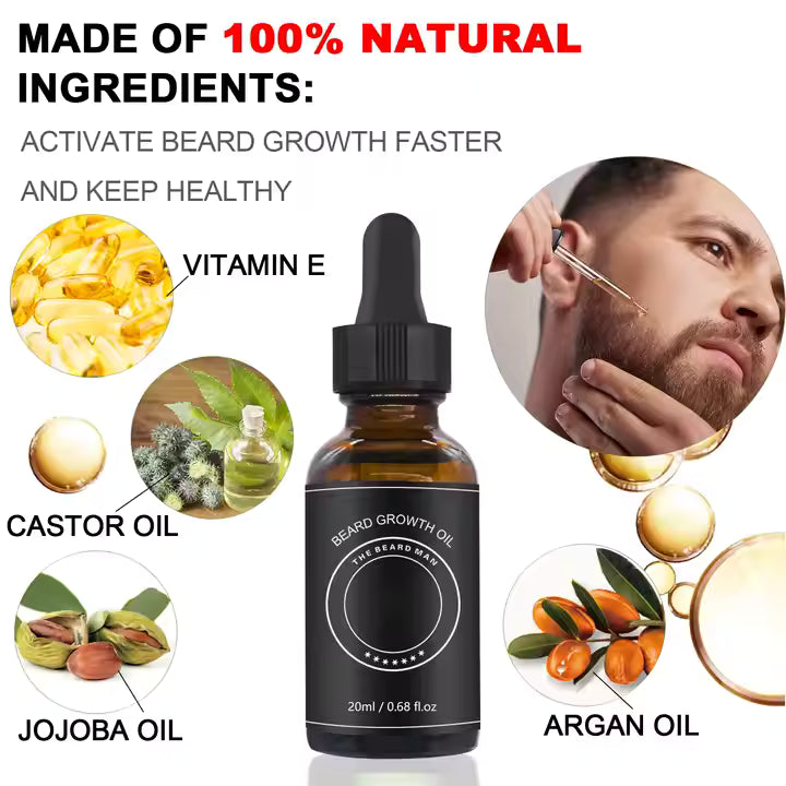 Beard Growth Oil – 100% Pure & Natural Formula for Men