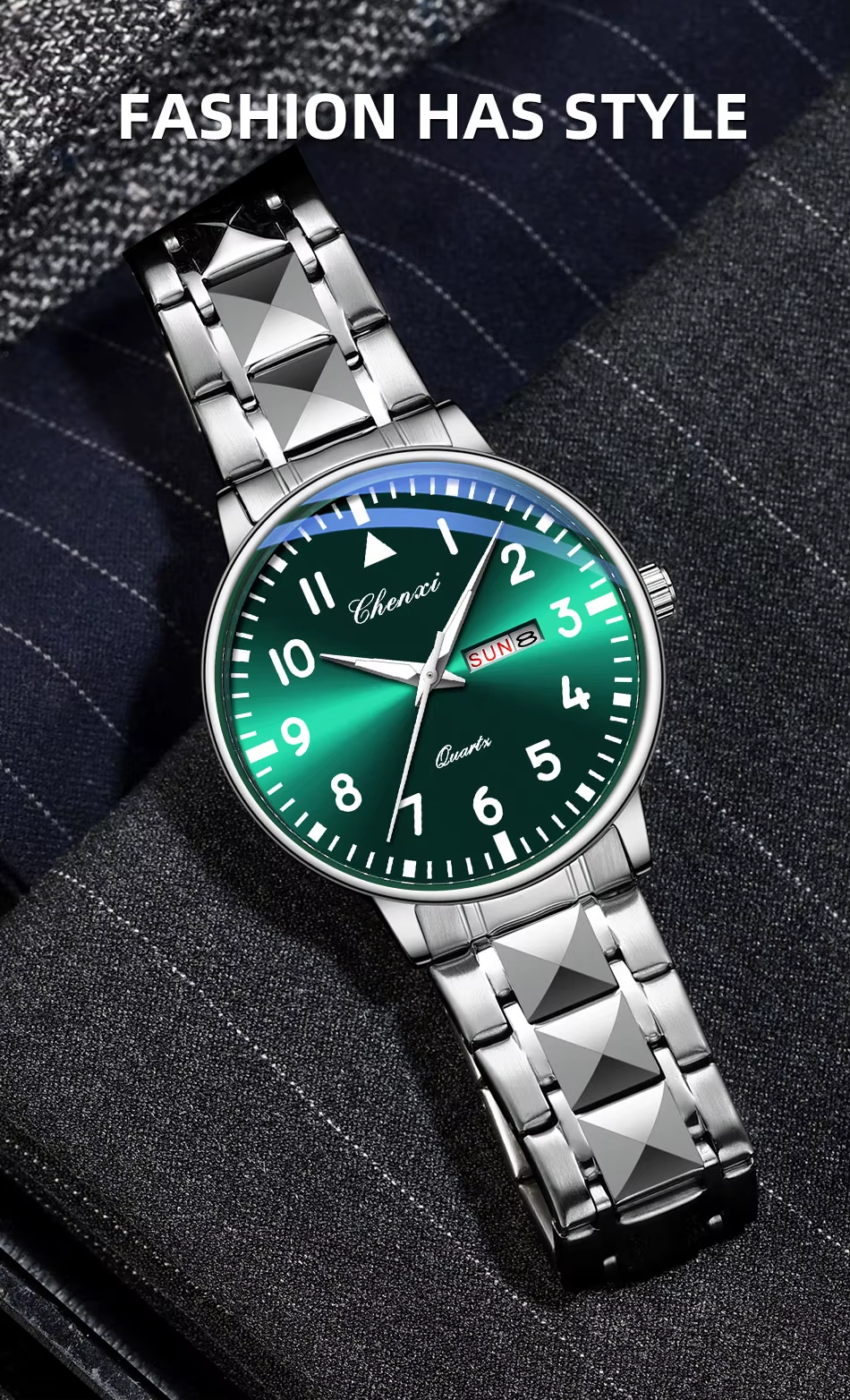 CHENXI 602 New Quartz Watch for Man Stainless Steel Waterproof Luminous Calendar Business Men's Watches