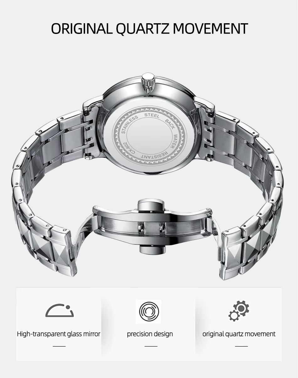 CHENXI 602 New Quartz Watch for Man Stainless Steel Waterproof Luminous Calendar Business Men's Watches