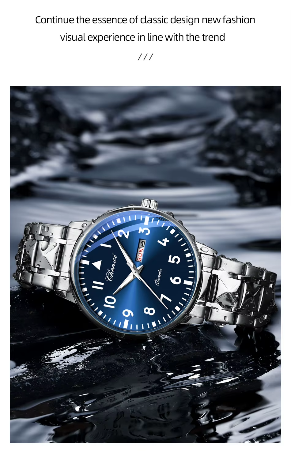 CHENXI 602 New Quartz Watch for Man Stainless Steel Waterproof Luminous Calendar Business Men's Watches