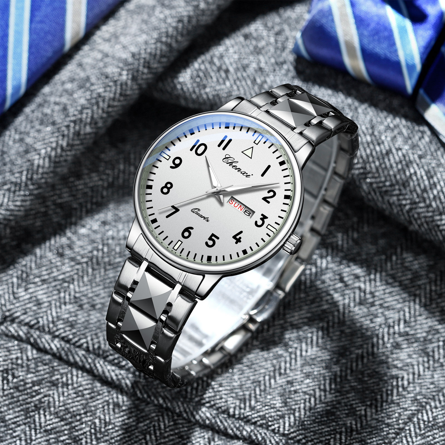 CHENXI 602 New Quartz Watch for Man Stainless Steel Waterproof Luminous Calendar Business Men's Watches