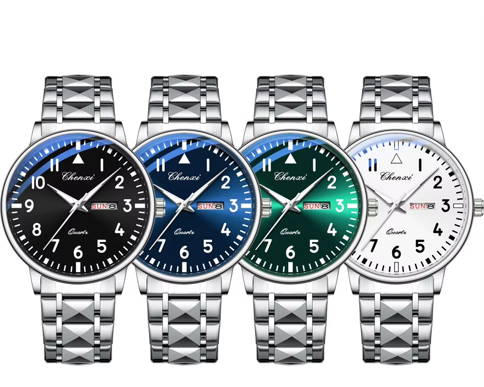 CHENXI 602 New Quartz Watch for Man Stainless Steel Waterproof Luminous Calendar Business Men's Watches